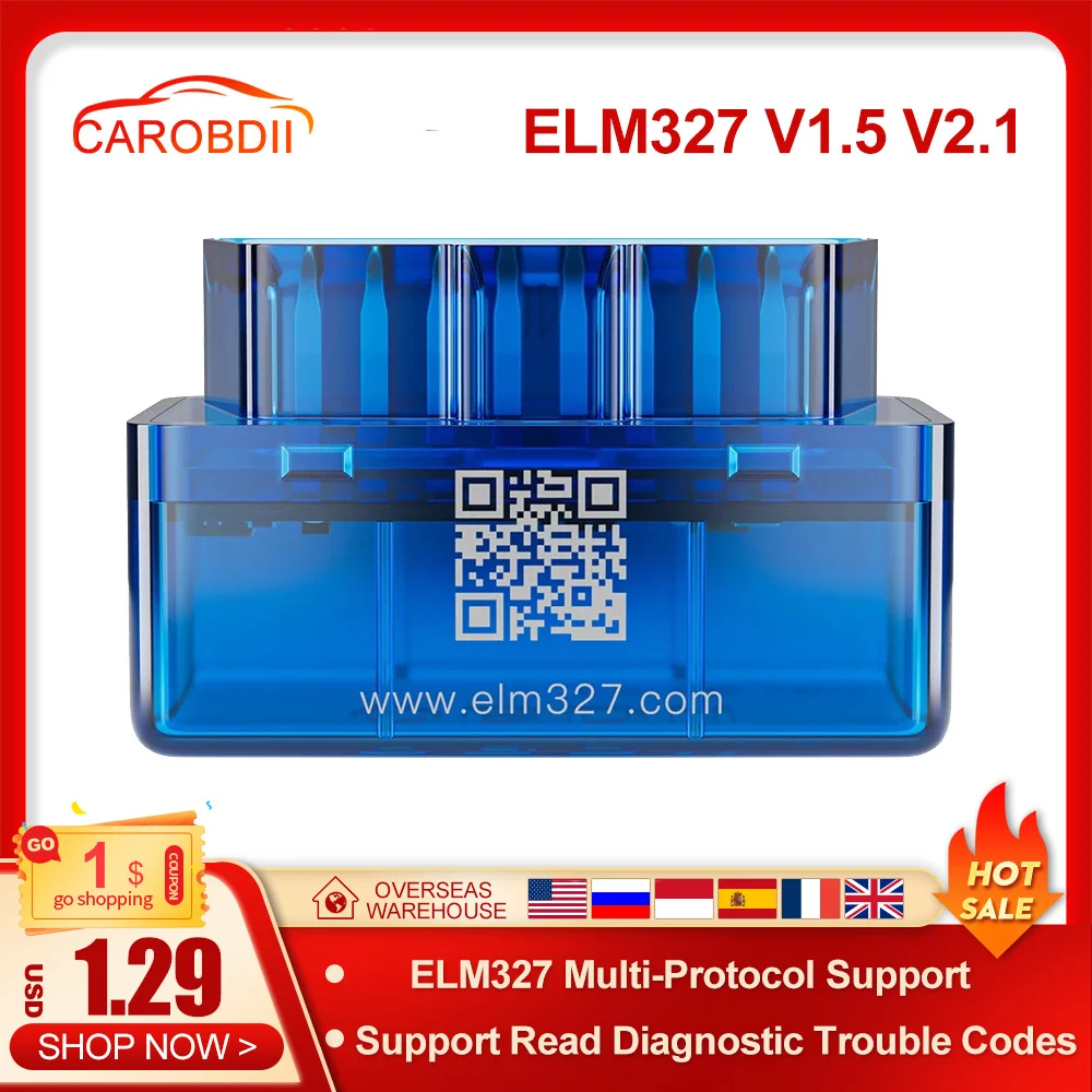Новейший мини ELM327 V1.5 V2.1 считыватель кодов Bluetooth-совместимые диагностические