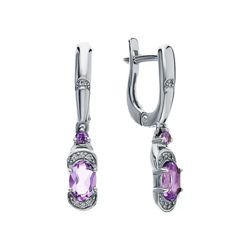 

Silver earrings with amethyst and cubic zirconia sunlight