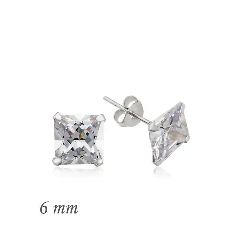 

Merve Silver Silver Square Solitaire Zircon Earrings-6 Mm.