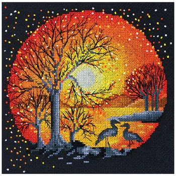 

An-021 cross stitch set 'цапли at Sunset '18*18 cm