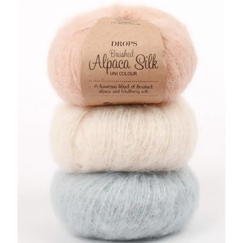 Пряжа для вязания (3 мотка по 25 гр.) Drops Brushed Alpaca Silk (25 гр. 140м.), альпака, шелк. Норвегия.