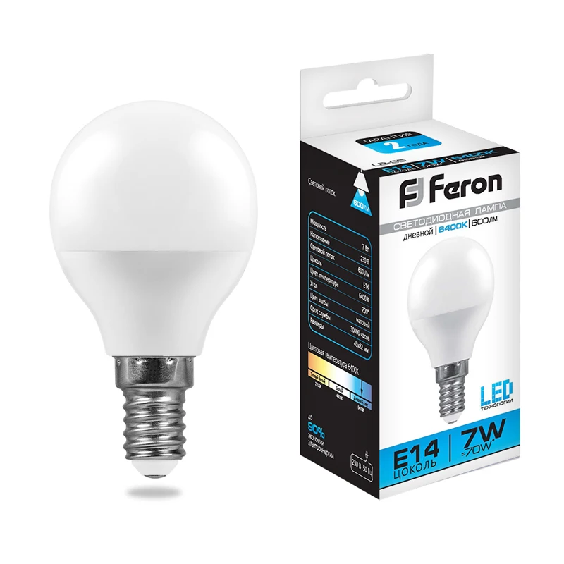 Лампа светодиодная Feron P45 шарик E14 5W 7W 9W 11W 2700K 4000K 6400K|Светодиодные лампы и трубки| |