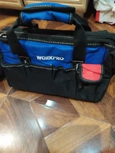 WORKPRO-Bolsa de herramientas de alta resistencia para hombe, organizador de utensilios de 14/15/16 pulgadas de gran capacidad, multibolsa, bandolera