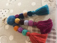 Llavero hecho a mano con cuentas bohemias, bolsa de mano con pompón, colgante, para regalo de Año Nuevo, 1 unidad