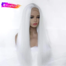 Парики из искусственных волос лента спереди прямые белый парик из натуральных волос Newness
