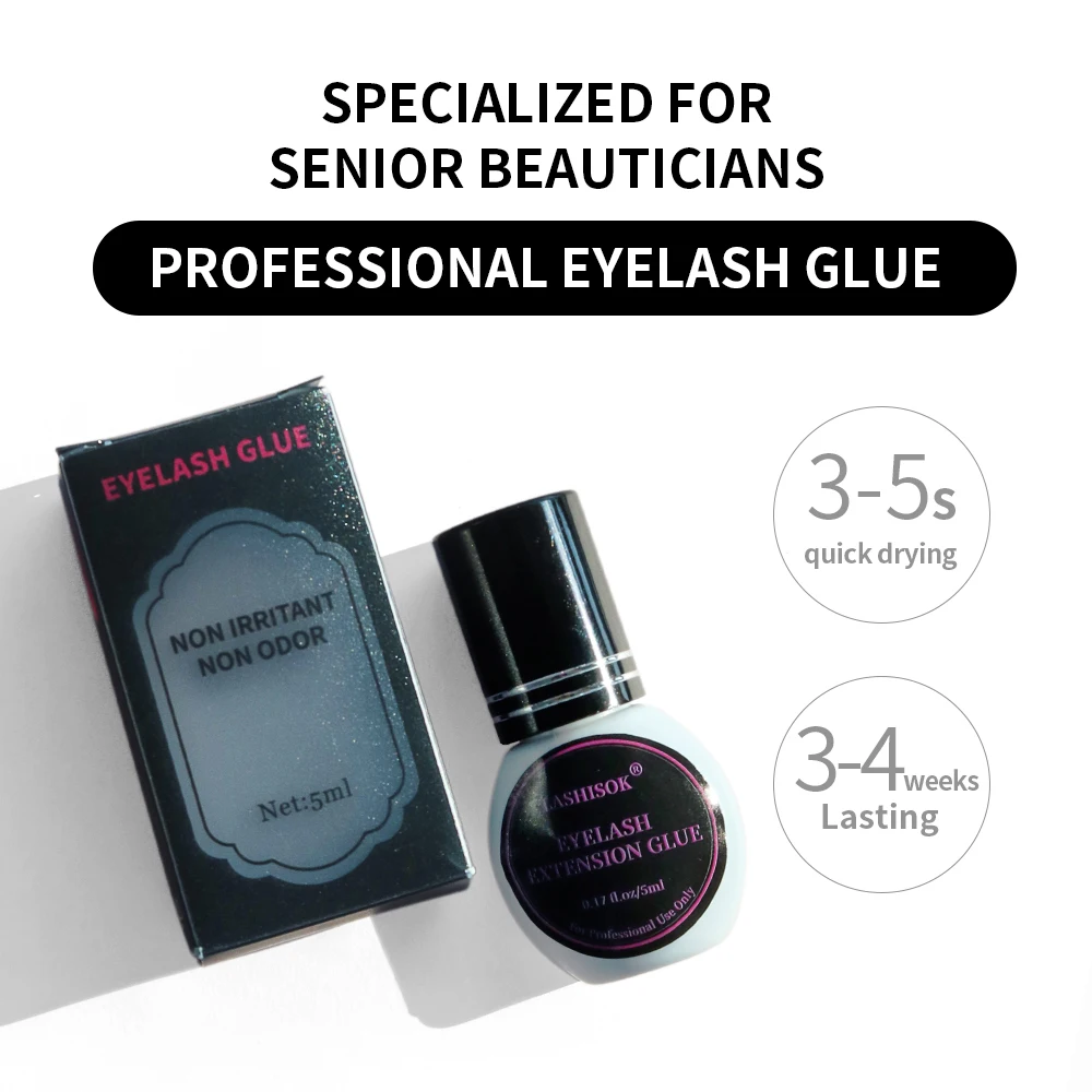 

LASHISOK Glue Fast Dry Eyelash Glue Eyelash Extension Black Glue Individual Eyelash Glue Adhesive Make Up Professional Tools