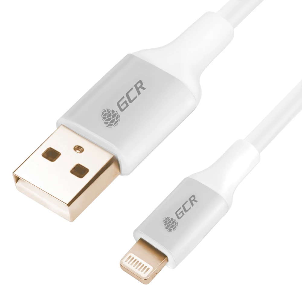 GCR Кабель для зарядки Apple, AM/Lightning 8pin MFI, 3A, 22 AWG для Iphone- поддержка всех IOS, черный, белый, NO Sync data - Цвет: white