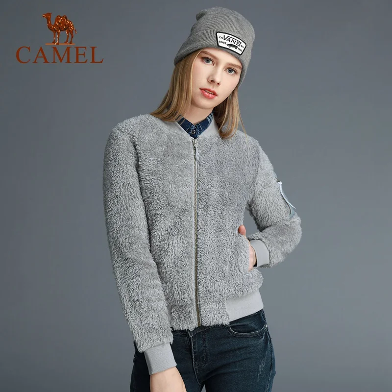 CAMEL женская уличная флисовая походная куртка зимняя ветрозащитная Толстая теплая куртка повседневная мягкая куртка на молнии для кемпинга - Цвет: A8W173302-Gray
