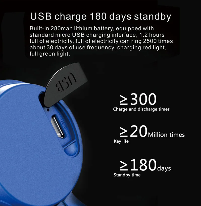 Перезаряжаемый велосипедный Колокольчик для руля водонепроницаемый USB зарядка