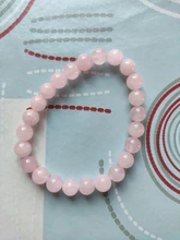 Pulsera elástica de cuarzo con piedra Natural para mujer, brazalete de color rosa en polvo, 2021