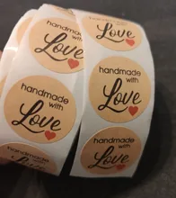 Pegatinas de papel Kraft Natural hechas a mano para embalaje, sello de Gracias pegatina, papelería, 500 Uds.