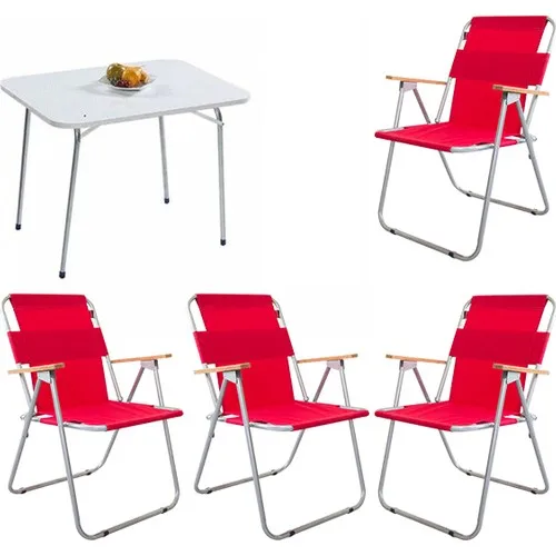 

Bofigo 60 X80 folding table + 4 PCs folding chair camping set garden balcony set red