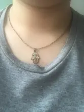 1PC turco de mal de ojo mano COLLAR COLGANTE Hamsa para mujer joyería de Color hueco clavícula cadenas de enlace