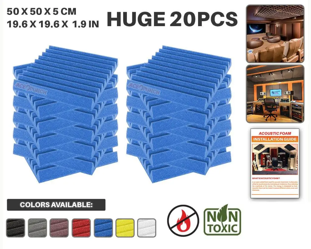 Blue Arrowzoom 20 шт Упаковка 19," x 19,6" x 1," клиновая плитка студия Звукопоглощающая Панель акустическая обработка пены - Цвет: Blue