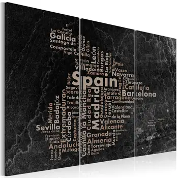 

Table-Text map of Spain on the blackboard-triptych-120x80