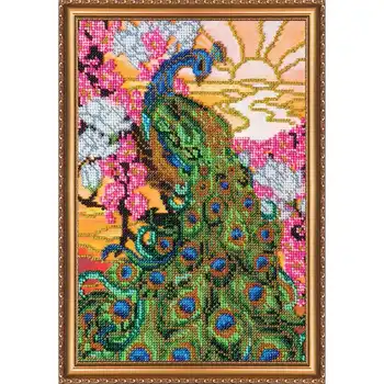 

Av-123 set for embroidery with beads 'abris art' 'Peacock, 20*28 cm