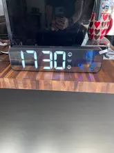 Música alarma Digital LED RELOJ TEMPERATURA indicador de fecha de escritorio espejo Relojes Decoración de la Mesa de reloj electrónico 2000 mAh