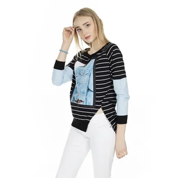 

Via Dante Bike Collar Striped Slash Detailed Sweat WOMEN SWEAT 429221095VD