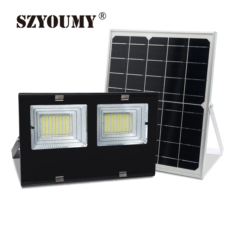 

SZYOUMY New Hot 1PCS DHL Solar LED Flood Lamp 30W 60W 120W Remote Light Control Floodlight Solar powered Street Lamp Waterproof