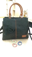 Bolso de mano de piel sintética con letras para mujer, bolsa de mano de gran capacidad, de diseñador, a la moda, color negro