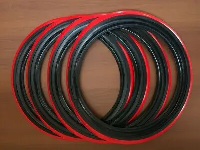 13'' INCH TYRE TRIM BLACK RED WALL SIDEWALL SET OF4.