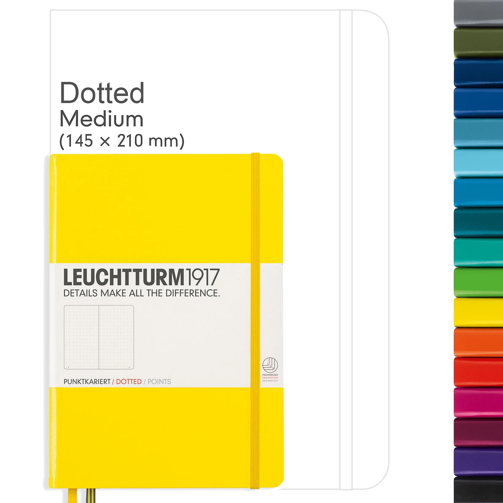 

Leuchtturm1917 Notepad Medium (A5), Hard Cover, 251 Numbered Pages - Dotted