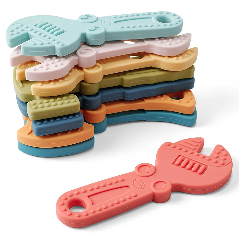 Baby Silicone Teether 4pcs BPA-Free Wrench Tools Necklace Pendant Teeth Care Chewing Toy