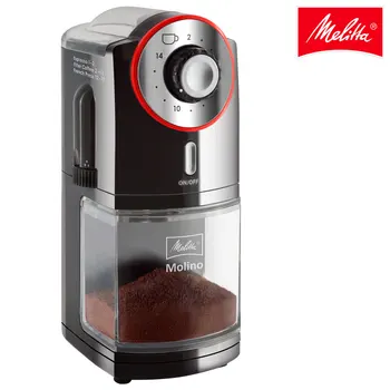 

Molinillo de café eléctrico Melitta, coffee grinder café en grano, depósito 200 gr, piezas desmontables, ajuste individual, rojo