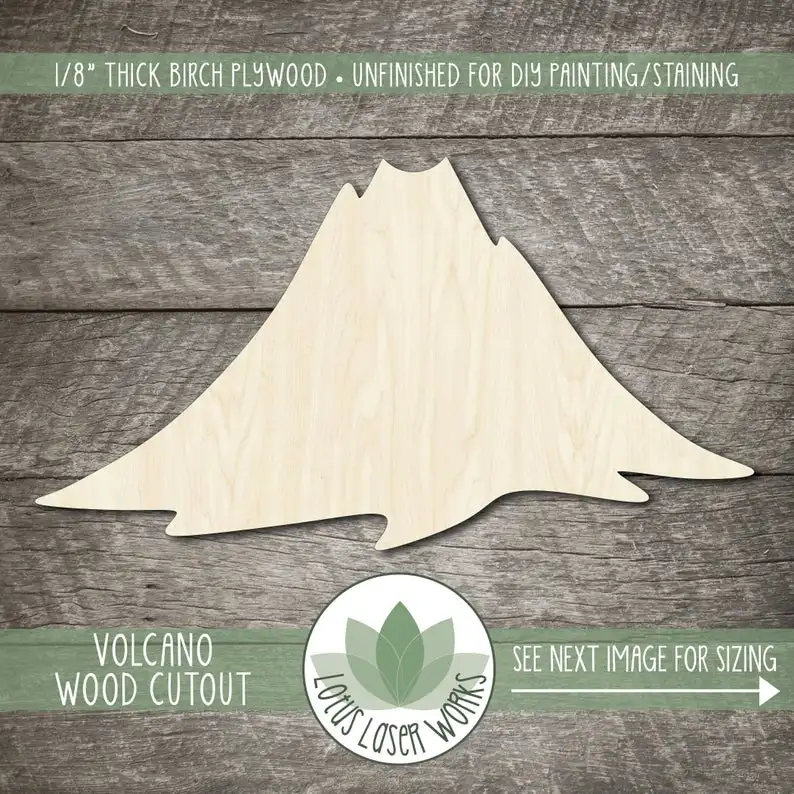 

Volcano Wood Shape, Wooden Volcano Cutout, Wood Shapes For Signs, Blank Wood Volcano Cutout