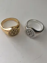 Aesthetic Rings For Women Vintage Stainless Steel Sun Face Punk Couple Ring Fashion Exaggeration