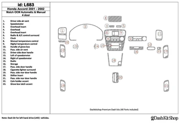 

Interior lining for Honda Accord 2001-2002. Set L683.