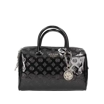 

Hand Bag Peony Laminated Logo Embossed Black