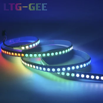 

LTG-GEE DC5V WS2812B 144 leds/m Smartled pixel RGB individually addressable led strip light White PCB IC WS2812 pixel strips