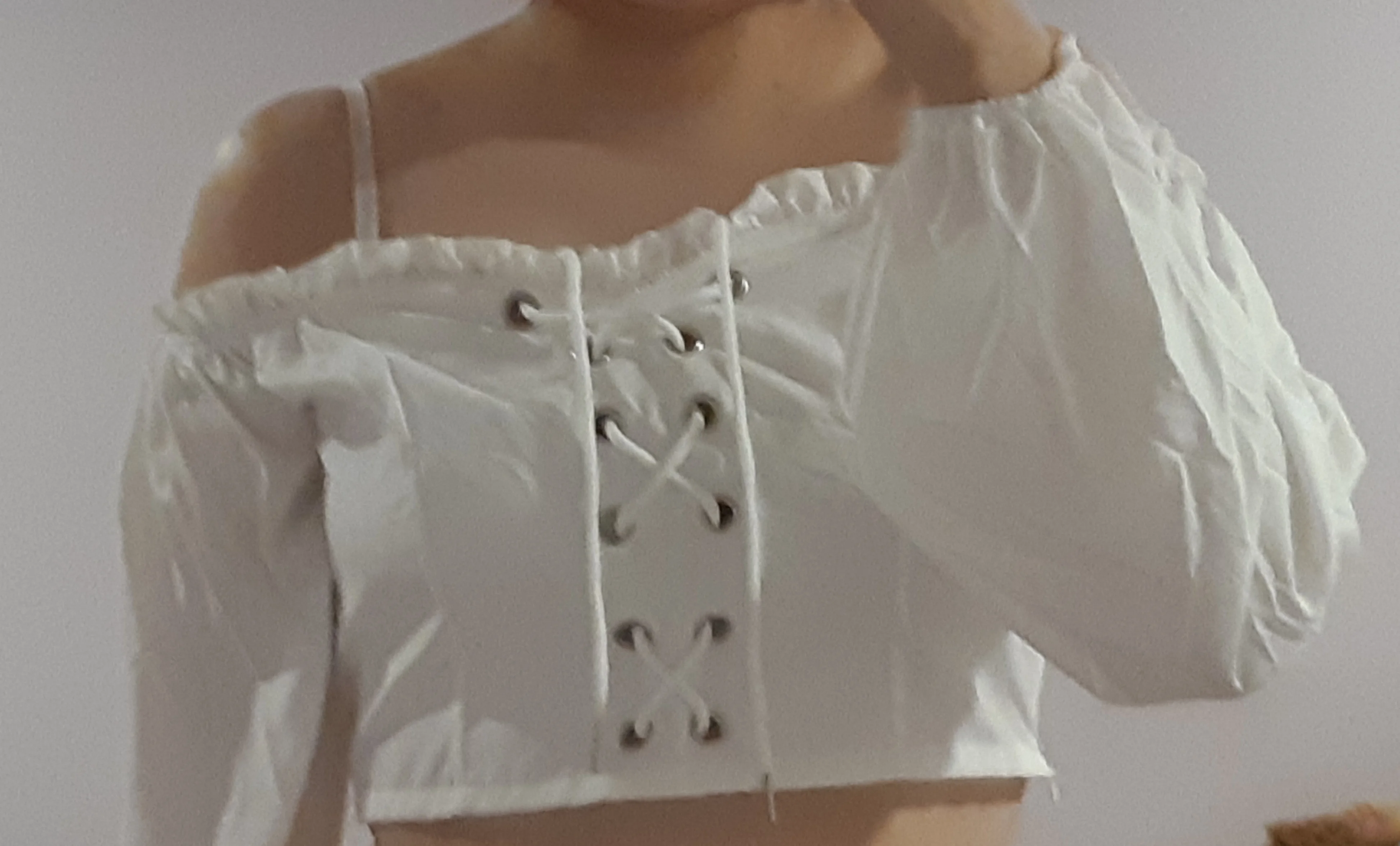 Off Shoulder Crop Top with long sleeves photo review