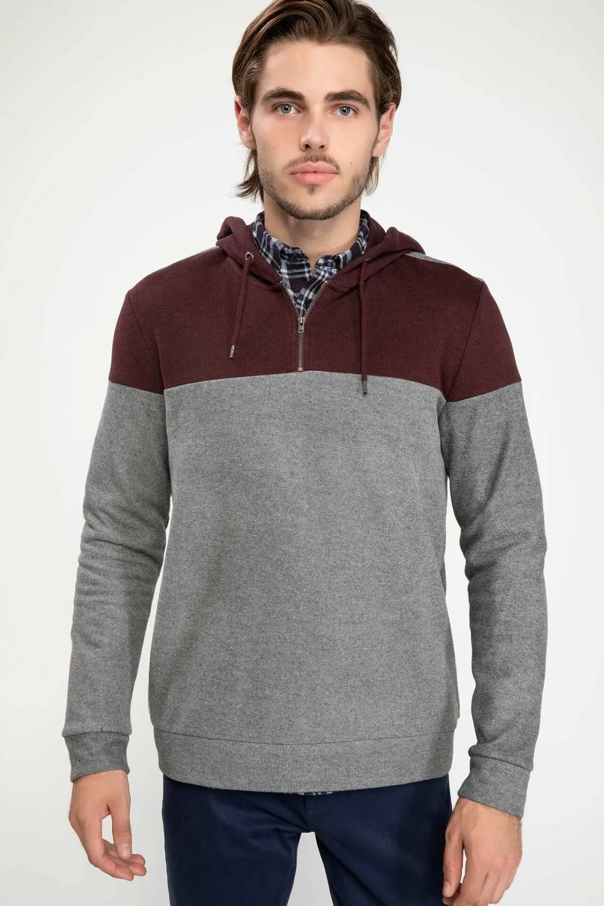 DeFacto Men Hoodies Fashionable Sweat Shirt Patchwork Pullovers Casual Loose Sportwear Autumn Males - J3384AZ18CW | Мужская одежда