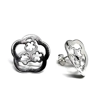 

Sterling silver earrings flower 925m smooth openwork flowers [AB2501]