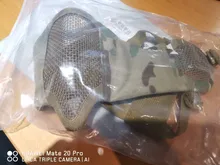 Nueva táctica máscaras de Airsoft Paintball CS plegable media cara de acero de bajo carbono de malla de estilo militar cómodo oreja máscara protectora