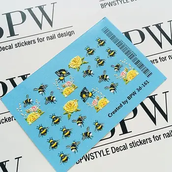 

3D slider design bees, BPW.style, water nail sticker, 3d161