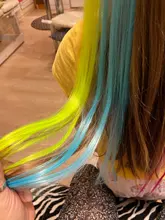 Lupu-extensiones de cabello sintético para niña, horquilla larga y lisa con un Chip en color arcoíris resaltado, para cabello falso