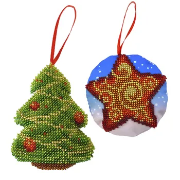 

Bi-101/102 set for embroidery with beads New Year's toys 'Christmas tree and starfish ', 2 pcs,