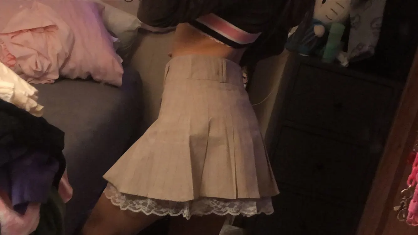 Soft girl E-girl Short Skirt with Lace Trim photo review