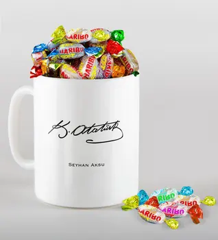 

Personalized Ataturk Themed Mug and Haribo Candy Gift Seti-6
