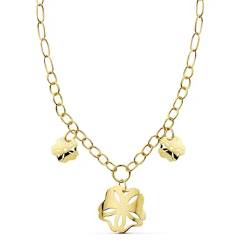 

Pendant choker 18k gold openwork flowers 42cm. [AB2279]