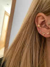 Pendientes de Clip para mujer, de Plata de Ley 925 europea y americana, aretes geométricos de Clip de plata de oro sin Piercing, 1 Uds.
