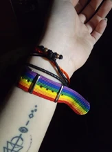 Ins-Pulseras tejidas con arcoíris para hombres y mujeres, pulseras LGBT para homosexuales, bisexuales, tejidas, trenzadas, orgullo, joyería de amistad
