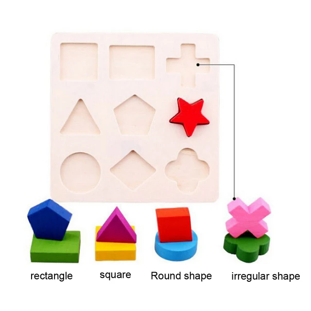 Wooden Educational Toy, Children Geometric Shape Block Building Puzzle Cognitive Matching Early Learning Tool Set Wooden Toy 2