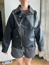 Women's Wild-Jacket Turn-Down-Collar Spring Zipper Black Fashion EAM High-Quality Loose