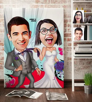 

Personalized Bride Groom Cartoon Canvas Table (70x100 cm.) 6