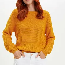 DeFacto Женский Повседневный вязаный свитер чистый цвет свитер джокер вязаный пуловер простые женские-L1565AZ19WN