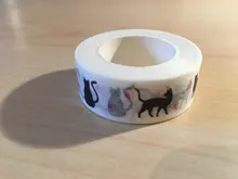 1 unds/pack nueva 15 Mm * 10m de dibujos animados negro estampado de gato de papel japonés cintas Washi cinta adhesiva adhesivo decorativo cintas